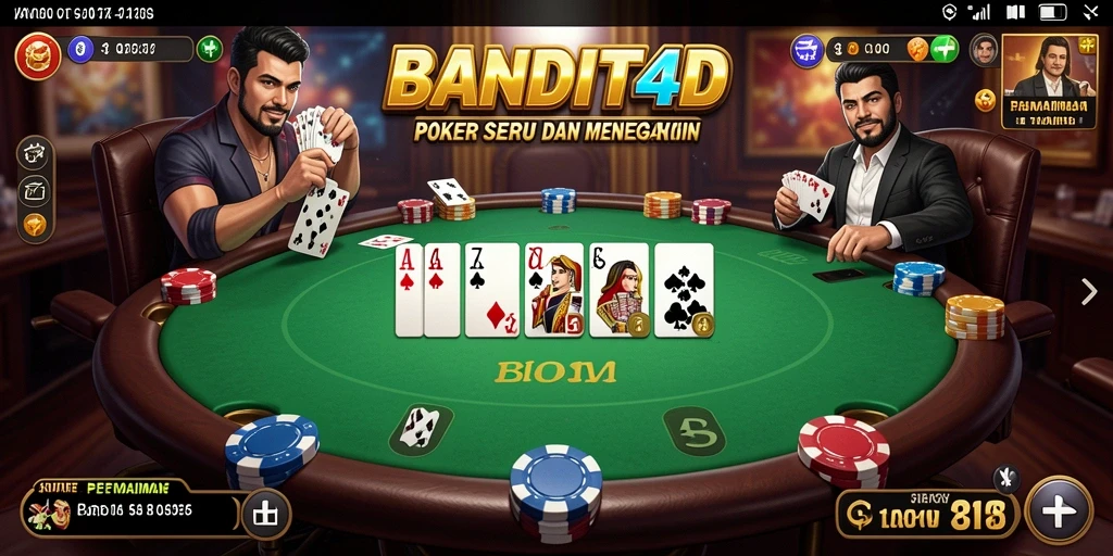 Tampilan gameplay menegangkan dari BANDIT4D dalam permainan Poker.