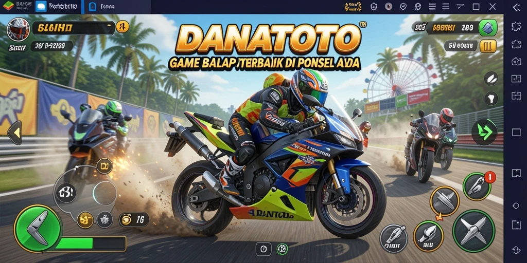 Tampilan gameplay seru dari DANATOTO saat balap motor.