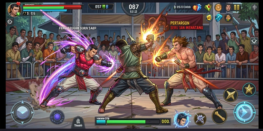 Gameplay intens dengan pertarungan menegangkan di HARAPJP.