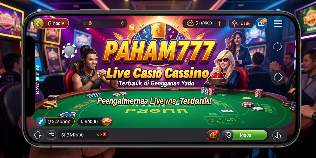 Screenshot PAHAM777 menampilkan dealer profesional dalam permainan Live Casino.