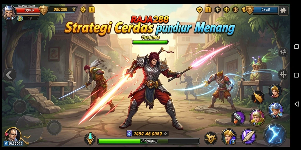 Tampilan gameplay RAJA288 menunjukkan pertempuran strategis yang mendebarkan.