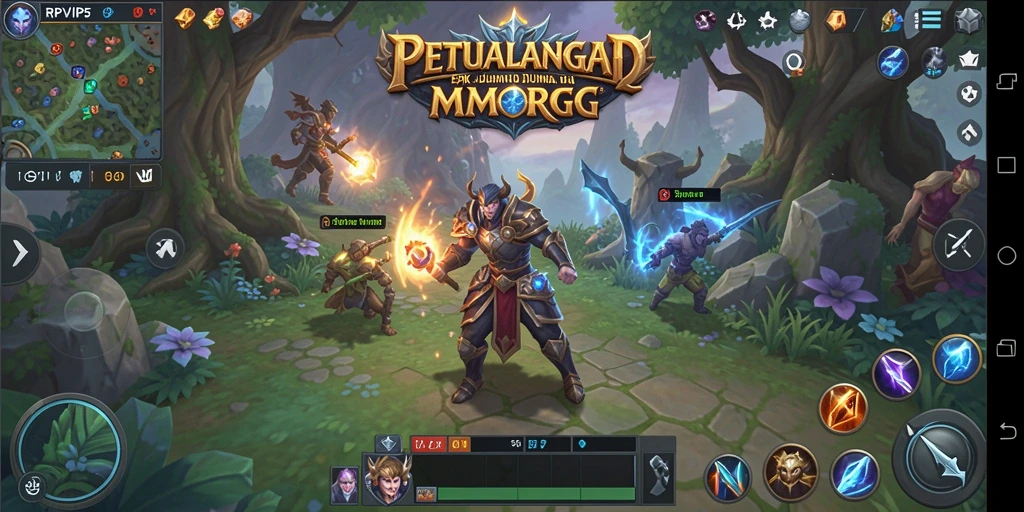 Screenshot gameplay RPVIP5 menunjukkan pertempuran epik antar pemain.