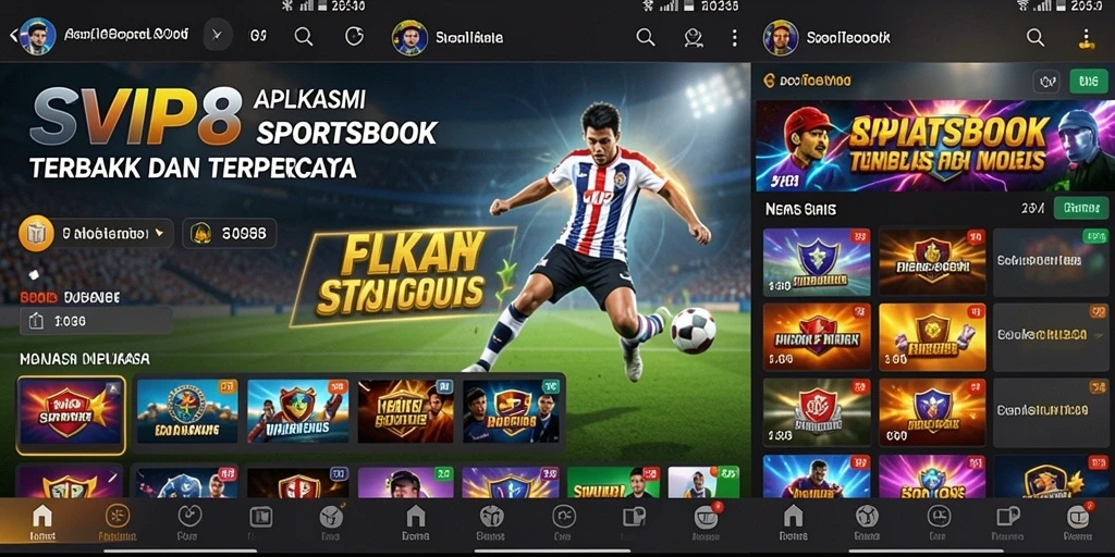 Screenshot utama SVIP8 menampilkan antarmuka taruhan olahraga yang menarik.
