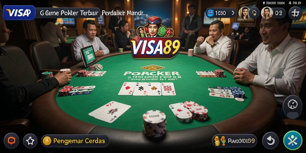Screenshot utama dari gameplay Poker yang seru dan menantang.