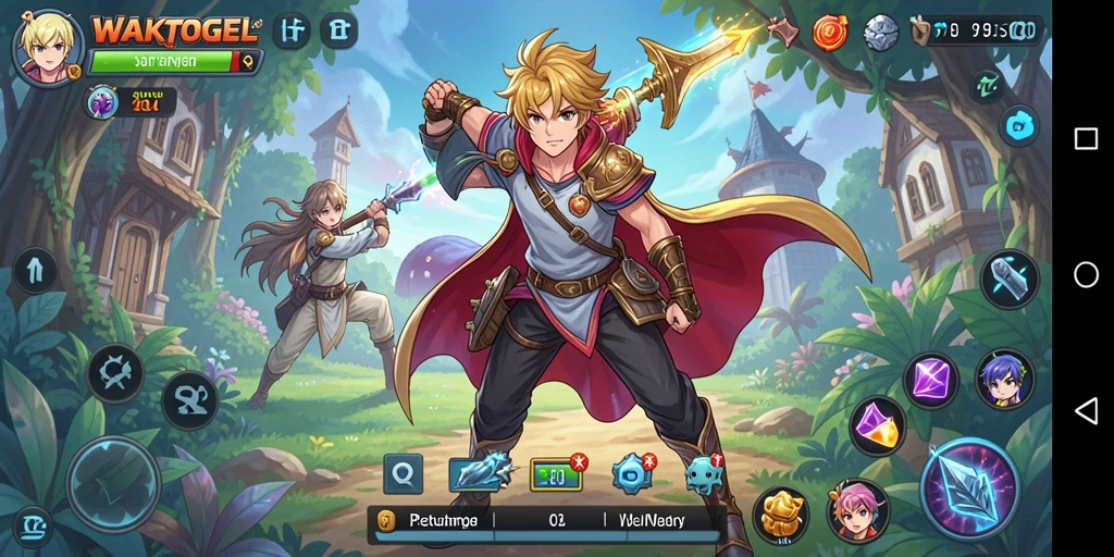 Tampilan gameplay seru di WAKTOGEL dengan karakter anime yang dinamis.